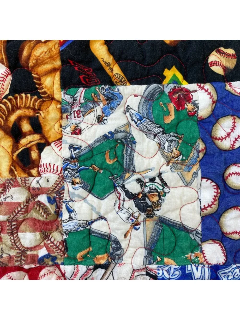 Handmade Yellow Brick Road Baseball Theme Quilted Quilt Flannel Back LA Dodgers